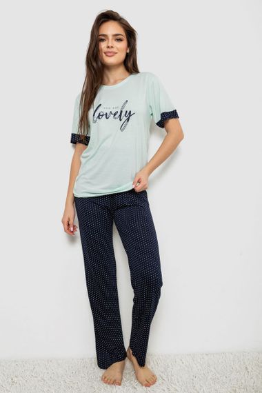 Пижама женская с принтом  -уценка, цвет мятный, 243R2113-U-10