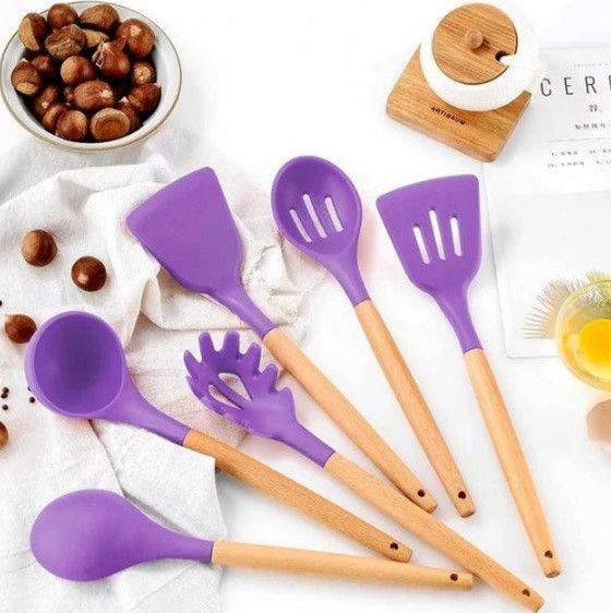 Набор кухонных предметов Silicone kitchen utensils set 12 предметов Фиолетовый | Зображення 4