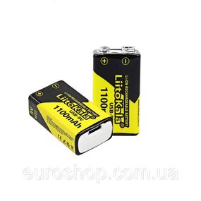Акумулятор крона LiitoKala Li-Ion 9 V 1100 mAh USB type-C, 6F22