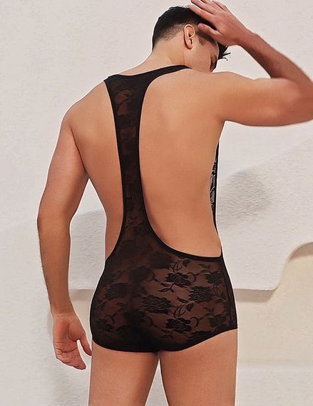 Чоловічий мереживний комбідрес із підтяжками Star Night чорний, S Sex Aura | Зображення 6