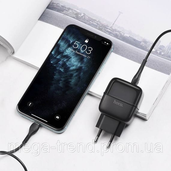 Адаптер мережевий Hoco Lightning cable Highway C77A |2USB, 2.4A| | Зображення 4