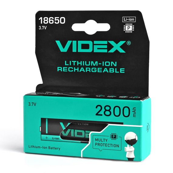 Акумулятор Videx літій-іонний 18650-P (захист) 2800mAh color box/1шт