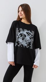 Лонгслів з принтом жіночий LAWA P-WT02313 L Чорно-білий shop (2000999536137)