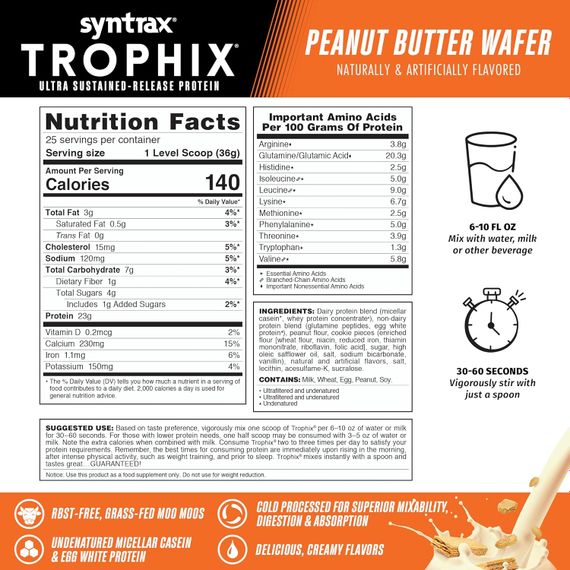 Протеин Syntrax Trophix (66 % protein) 907g (Peanut Butter Wafer) | Зображення 1