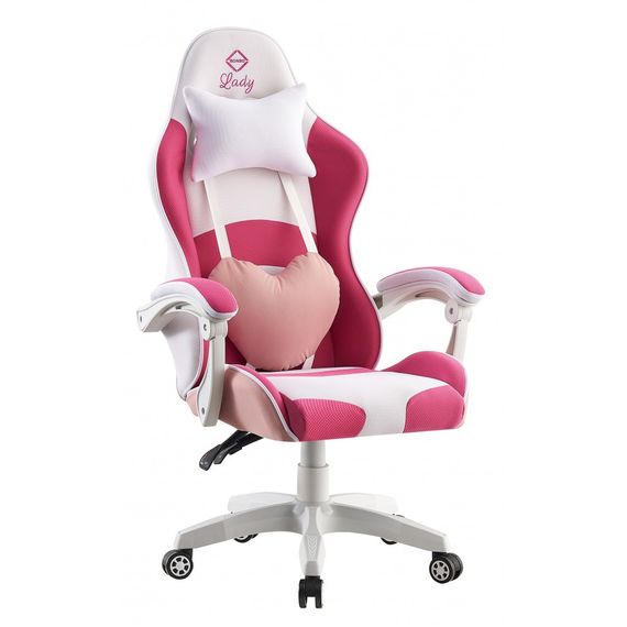 Кресло геймерское Bonro Lady 807 розово-белое игровое компьютерное 42300098