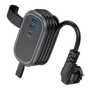 Сетевой фильтр HOCO NS6 на 1 розетку + 2 USB + USB-C, 30W, кабель 1.1м, 220В