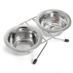 Подставка с двумя мисками Flamingo Duo Dinner из нержавеющей стали 2 х 230 мл