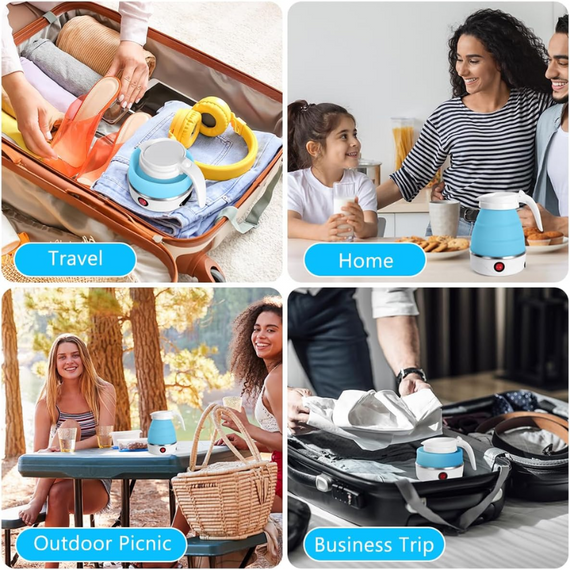 Дорожній електрочайник силіконовий Eltctric Kettle 500 мл, з функцією автоматичного вимкнення під час закипання | Зображення 9
