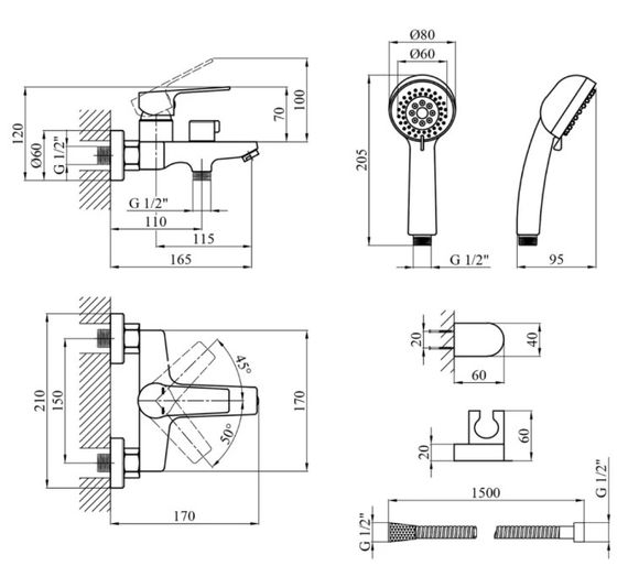 Змішувач для ванни Kroner KRP Hagen - C060 (CV032255) | Зображення 1