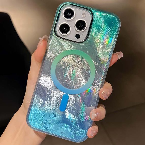 Чехол TPU Shiny Mountain (MagFit) для Apple iPhone 16 Pro Max (6.9") Green / Blue | Зображення 1