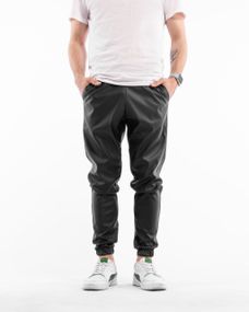 Чоловічі штани "Leather base" колір чорний р.2XL 439946