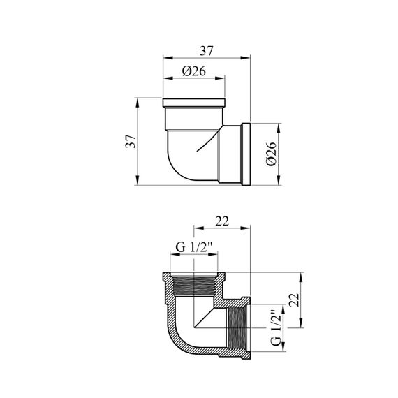 Угольник усиленный LexLine 1/2" ВВ никелированный НК0101-Вн | Зображення 1