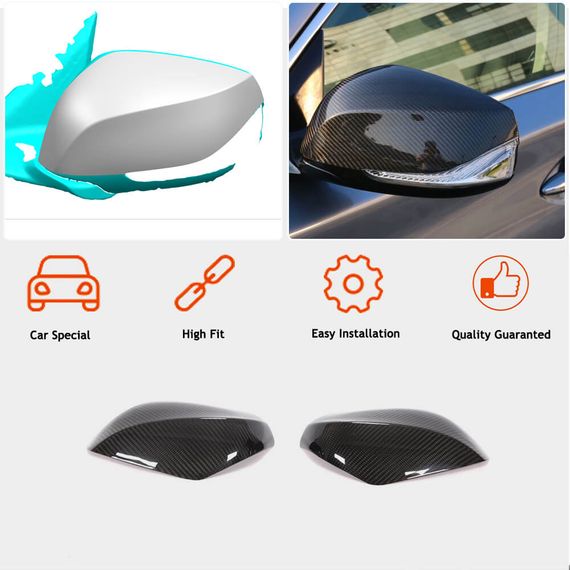 Накладки на Зеркала V2 (Карбон) для Infiniti Q50/Q60 2013-2024 гг | Зображення 2