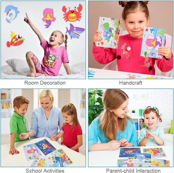 Подарочный набор для рукоделия 3D наклейки из пены EVA, игра-головоломка с рисунками + фломастеры, для детей | Зображення 7