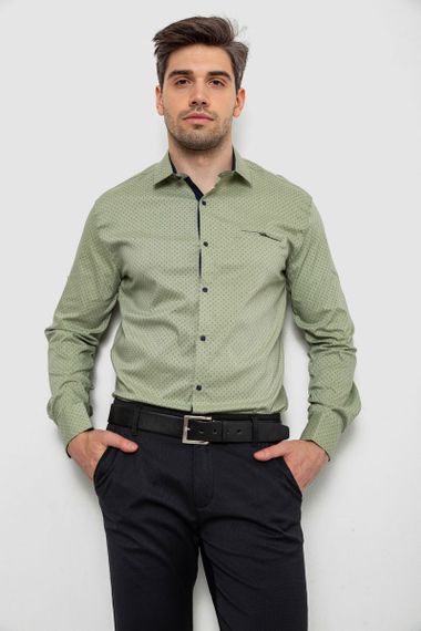 Рубашка мужская с принтом, цвет оливковый, 214R7173 | Зображення 1