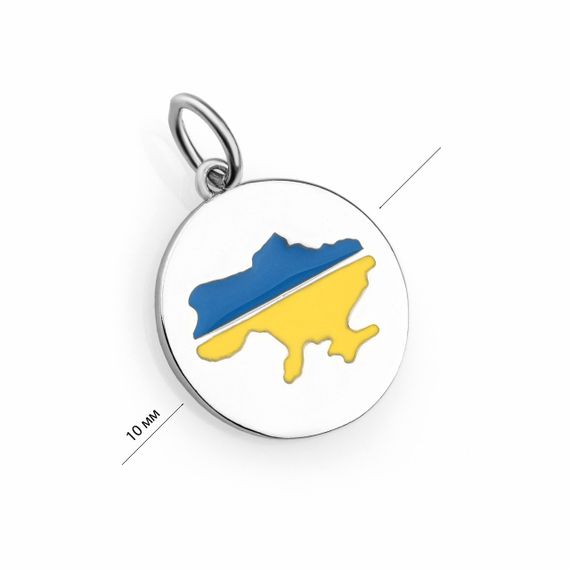 Серебряная подвеска круглая с эмалью Украина | Зображення 1