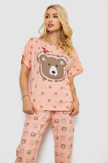 Пижама женская с принтом, цвет персиковый, 243R15436 | Зображення 1