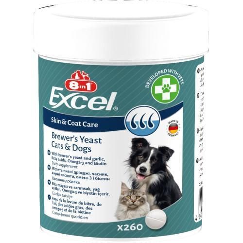 Вітаміни 8in1 Excel Brewers Yeast для собак і кішок, пивні дріжджі з часником, для шкіри та шерсті 260 шт. | Зображення 3