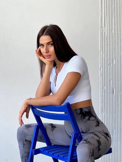 Легінси жіночі спортивні з пуш-ап Tie Dye 18712 M сірий мармур | Зображення 9
