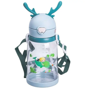 Пляшка для води дитяча 550 мл на ремінці пляшечка з трубочкою для спорту та школи HP-14-44TU