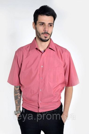 Сорочка чоловіча з короткими рукавами темно-рожева розмір 41 FA_007744