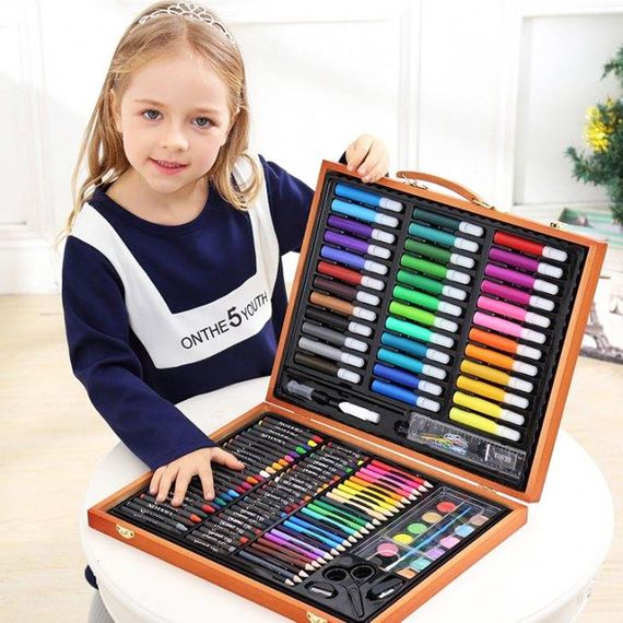 Детский набор для творчества на 150 предметов, в деревянном чемоданчике / Набор юного художника | Зображення 4