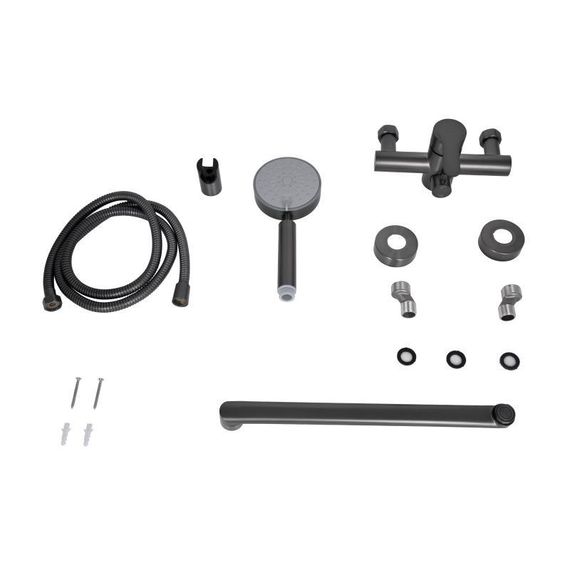 Змішувач для ванни Brinex Pure 005 з довгим поворотним виливом (з душовим гарнітуром) Graphite BRIPUR005GRP | Зображення 6