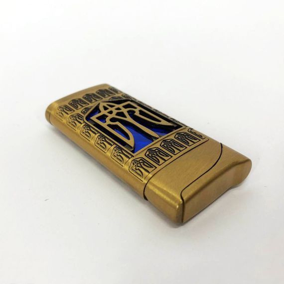 Турбо зажигалка Герб Украины на СИНЕМ фоне, зажигалка подарочная сувенирная 319 | Зображення 4