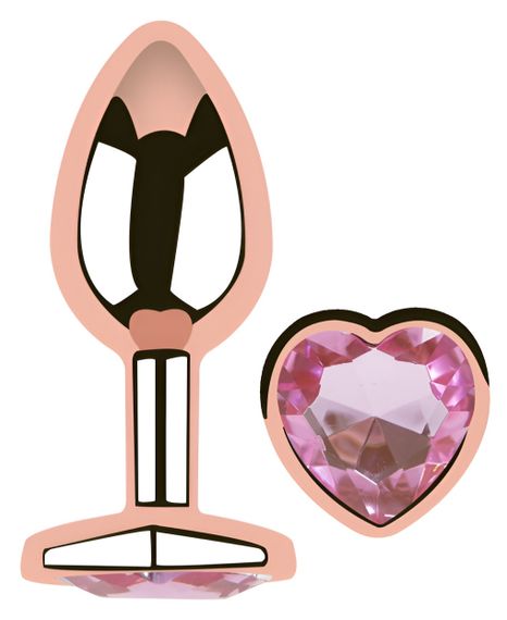 Анальна пробка з кристалом EGZO - Rose Gold Heart Plug Pink size M Sex Aura | Зображення 1
