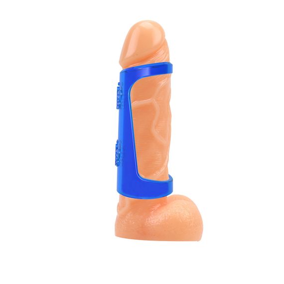 Эрекционное кольцо Chisa Get Lock Double Girth Cages с двумя креплениями, синее Sex Aura | Зображення 4