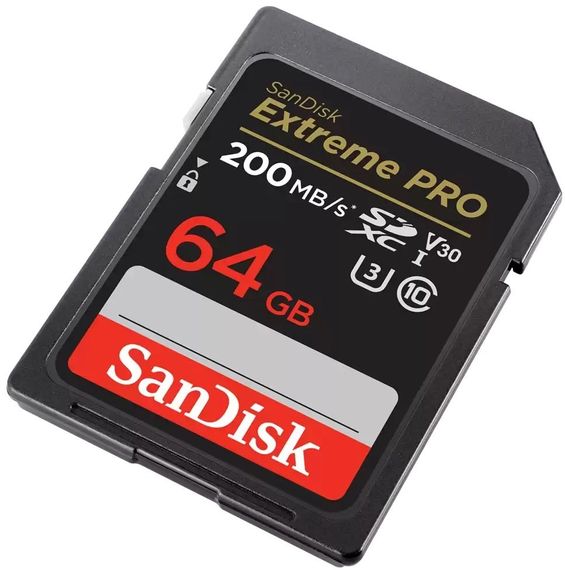 Карта пам'яті SanDisk SD 64GB C10 UHS-I U3 R200/W90MB/s Extreme Pro V30 (SDSDXXU-064G-GN4IN) | Зображення 1