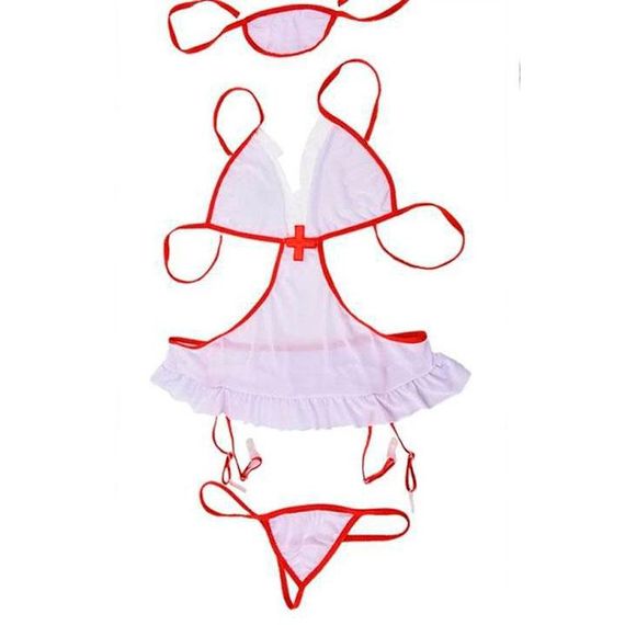 Ролевой костюм медсестры с подвязками для чулок - L-XL - Белый – Ролевые костюмы | Зображення 7