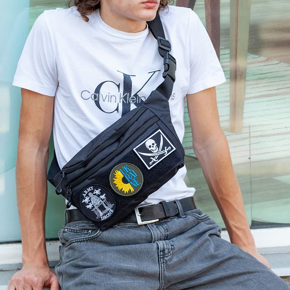 Бананка мужская черная, Сумка-бананка для вещей, Бананка сумка Городская для мужчин ER-80 | Зображення 2