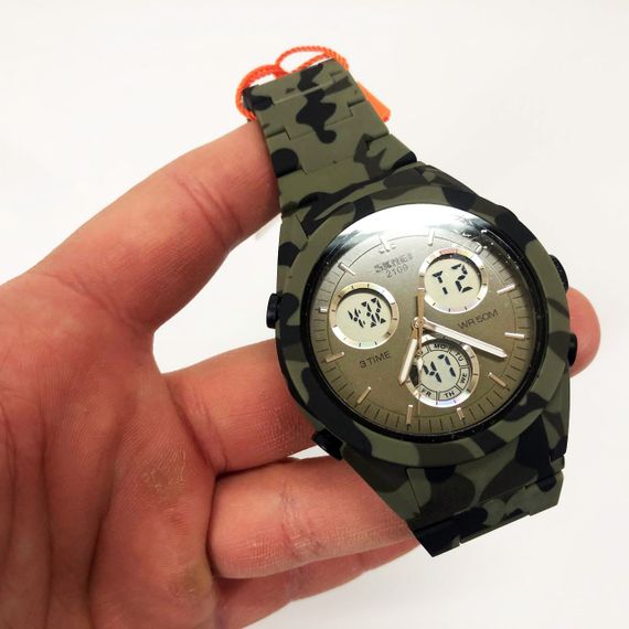 Годинник наручний чоловічий SKMEI 2109CMGN, оригінальний чоловічий годинник, військовий чоловічий наручний годинник зелений | Зображення 9