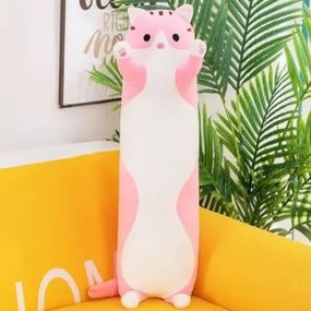 М'яка іграшка-подушка Кіт Батон обіймашка 70см Рожева