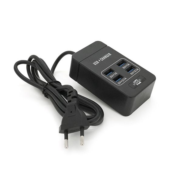 Мережевий фільтр ТВ-Т05, 4 USB, 1.5 м, перетин 3х0, 5мм, 2.1А, Black