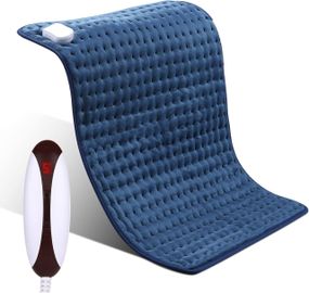 Электрогрелка CURECURE 50x60 см автоматическим отключением 5 уровней нагрева для спины шеи и плеч хлопок синяя