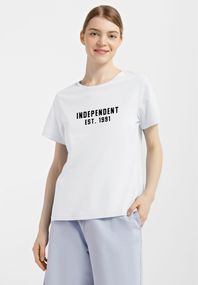 Футболка жіноча біла з принтом "Independent", L