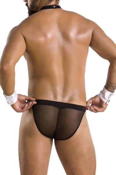 Комплект еротичної чоловічої білизни Passion 036 ALFRED XXL/XXXL Black, труси, комірець, манжети sexstyle | Зображення 1