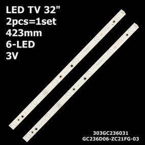 Підсвітка GC236D06-ZC21FG-03 303GC236031 GC236D06-ZC14F-03 303GC236041 TV 32" inch 423mm 6-led 2шт.
