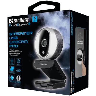 Веб-камера Sandberg Streamer Webcam Pro Full HD Autofocus Ring Light Black (134-12) | Зображення 4