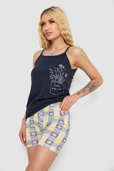 Жіноча піжама з принтом, колір темно-синій, 238R3052 | Зображення 2