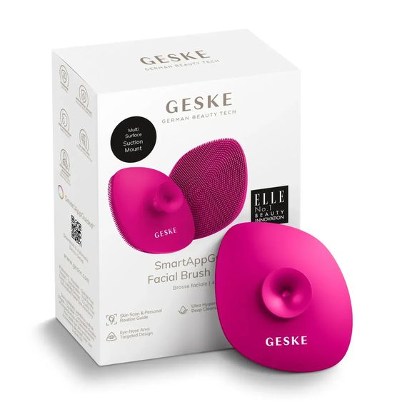 Щітка для обличчя GESKE Facial Brush 4в1 з тримачем white, Малиновий | Зображення 8