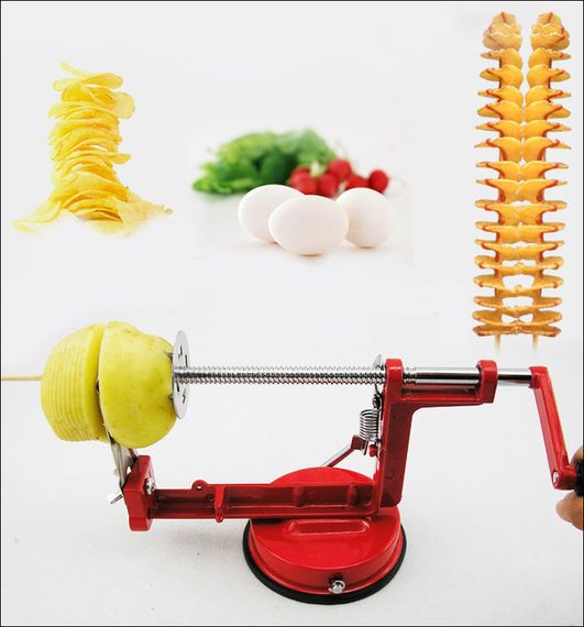 Машинка для спіральної нарізки картоплі Spiral Potato Slicer ∙ Картоплерізка ∙ Овочерізка ∙ Мультирізка спіраллю