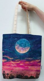 Екосумка шопер 4Profi "Fantastic moon" двунитка (хлопок) біла 23911