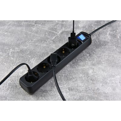 Сетевой фильтр питания 2E 5xSchuko, 3м black (2E-U05ESM3BK) | Зображення 4