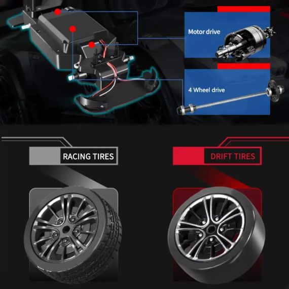 Машинка на радіоуправлінні Nissan Motli 1:16, чорна-червона – дрифт-кар 4WD, до 30 км/год | Зображення 7