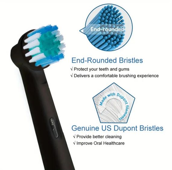 Змінні насадки для електричної зубної щітки Oral-B 16 шт., підходять для Precision Clean, Advance Power та ін. Чорні | Зображення 1