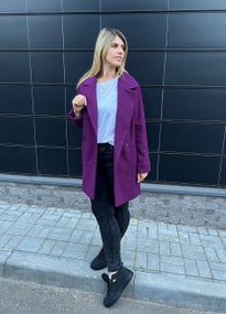 Женское кашемировое пальто двубортное GF1214 цвет марсала, размер 42/44