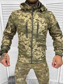 Осенняя тактическая  куртка софтшел Soft-Shell SQUAD пиксель ВТ7898